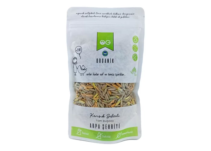 Organik Karışık Sebzeli Tam Buğday Arpa Şehriye (250gr) - Og Natural