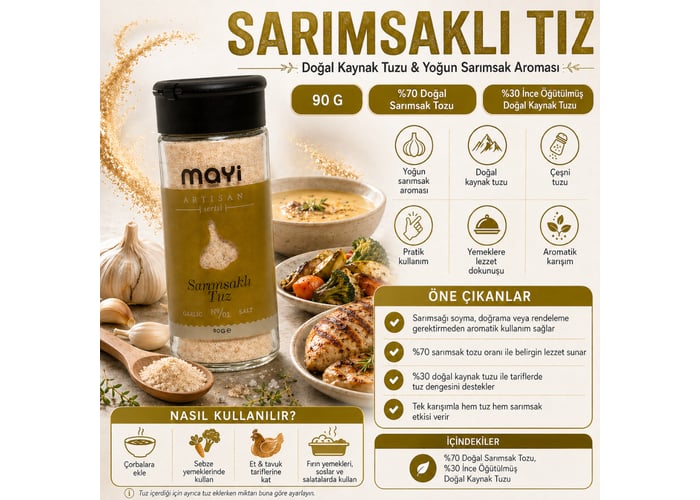 Sarımsaklı Tuz (90gr) - Mayi Tuz
