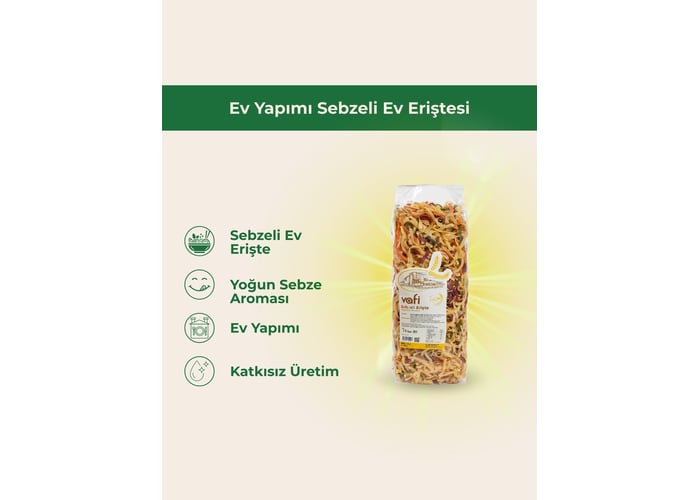 Ev Yapımı Sebzeli Ev Eriştesi (500gr) - Vafi