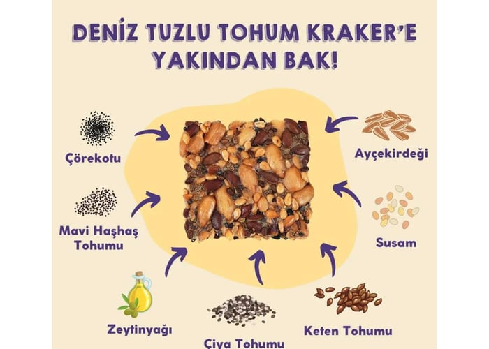 Deniz Tuzlu Tohum Kraker (3 adet x 40gr) - Munchey Food