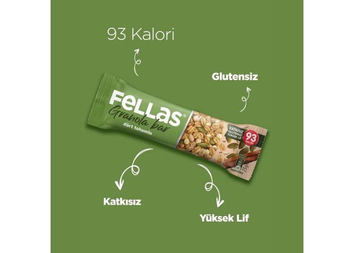 Dört Tohumlu Granola Bar (12 adet x 23gr) - Fellas