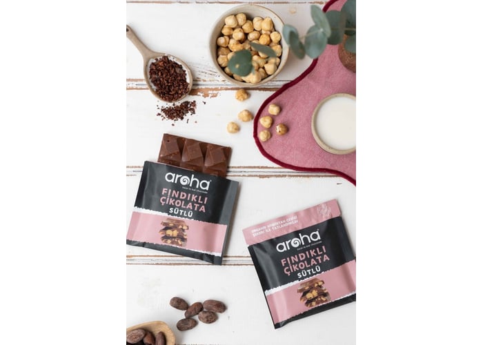 Fındıklı Sütlü Organik Hindistan Cevizi Şekerli Çikolata (40gr) - Aroha