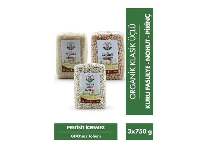 Klasik Üçlü (Organik Kuru Fasulye, Organik Pirinç, Organik Nohut) - Mill & More