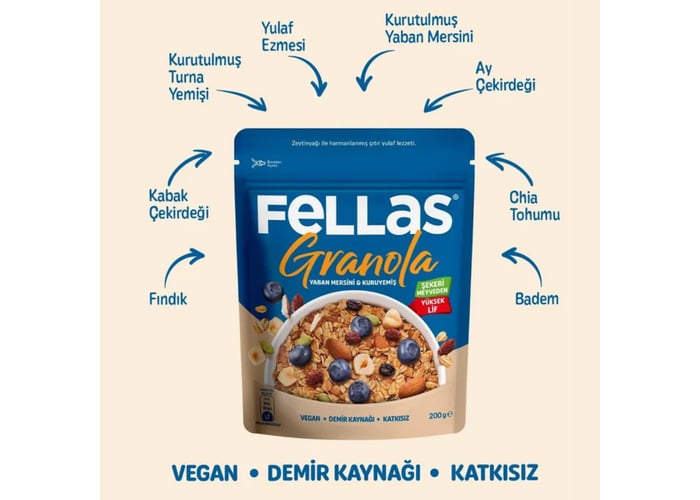 Granola Yaban Mersini & Kuruyemiş (200gr) - Fellas