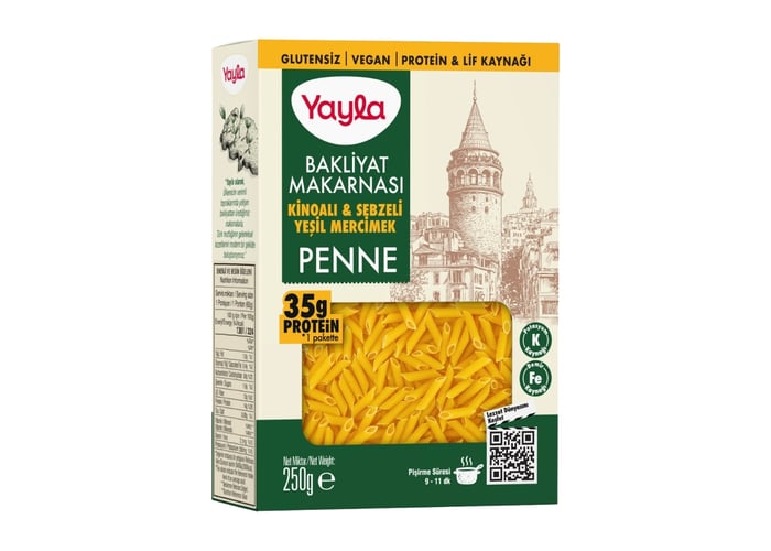 Kinoalı ve Sebzeli Yeşil Mercimek Penne Bakliyat Makarnası (250gr) - Yayla