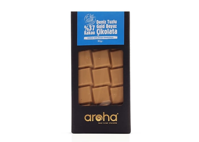 Deniz Tuzlu Gold Beyaz Çikolata (%37 Kakao, 80gr) - Aroha