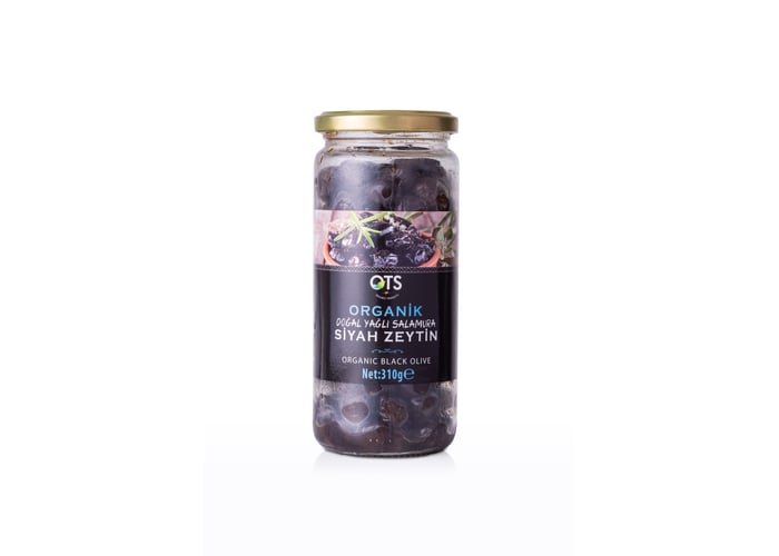 Organik Siyah Zeytin (310gr, Gemlik Tipi, Yağlı Salamura) - OTS Organik