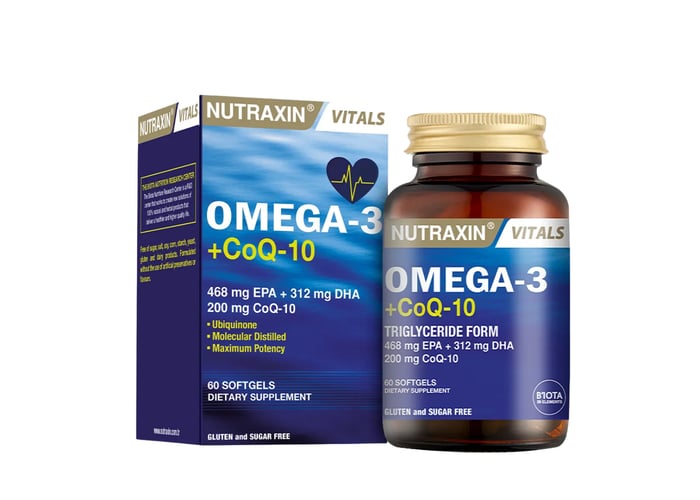 Vitals Omega 3+Coq-10 Yumuşak Jelatin (60 kapsül) - Nutraxin