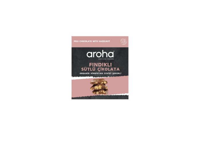 Fındıklı Sütlü Organik Hindistan Cevizi Şekerli Çikolata (40gr) - Aroha