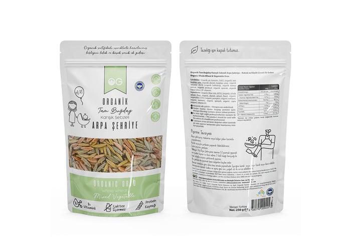 Organik Karışık Sebzeli Tam Buğday Arpa Şehriye (250gr) - Og Natural