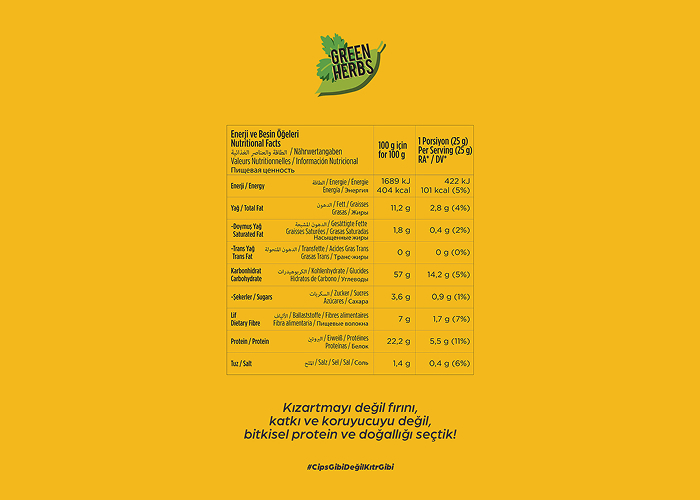 Sebze Yeşillikleri Çeşnili Yüksek Proteinli Cips Paketi (Yüksek Protein, 12 adet x 50gr) - Kıtr