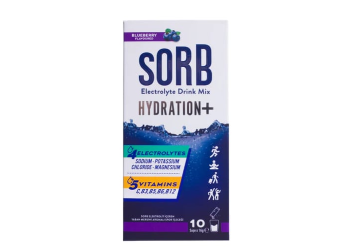 Electrolyte Drink Mix - Elektrolit, Vitamin ve Mineral Yaban Mersinli (10 saşe) - Sorb