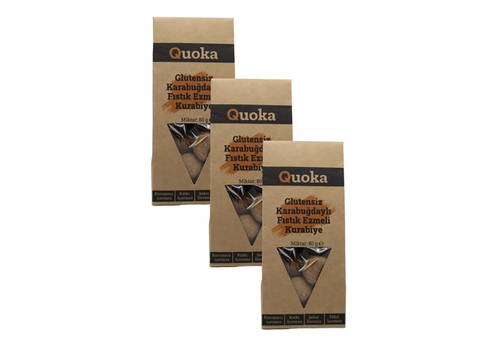 Şekersiz Karabuğday Unundan Fıstık Ezmeli Kurabiye (Glutensiz, 3 adet x 80gr) - Quoka