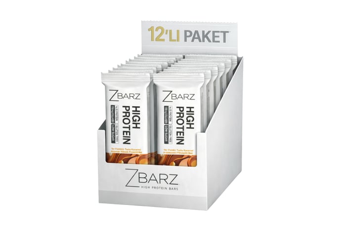 Yer Fıstıklı ve Tuzlu Karamel Aromalı Yüksek Protein Bar (12 adet x 35gr) - Zbarz