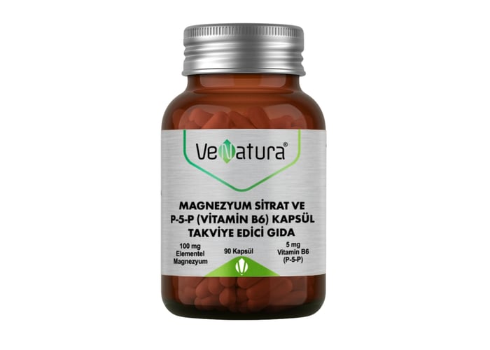 Magnezyum Sitrat ve P-5-P, Vitamin B6 (90 kapsül) - Venatura