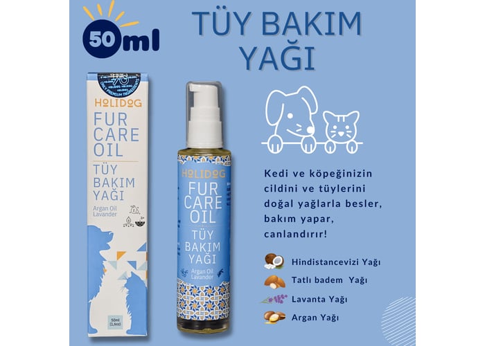 Doğal Köpek ve Kedi Tüy Bakım Yağı (Lavanta Kokulu, 50ml) - Holidog