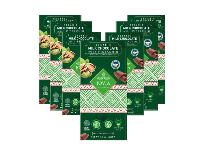 Jovia Organik Sütlü Çikolata (Antep Fıstıklı, 7 adet x 40gr)