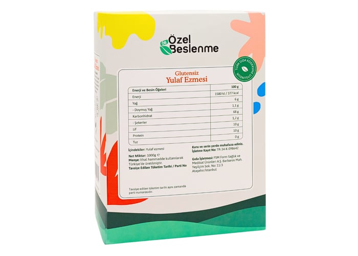 Yulaf Ezmesi (Glutensiz, 1000gr) - Özel Beslenme