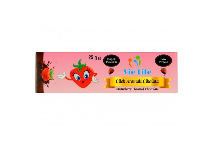 Proteini Azaltılmış Çilek Aromalı Çikolata (25gr) - Vie Life
