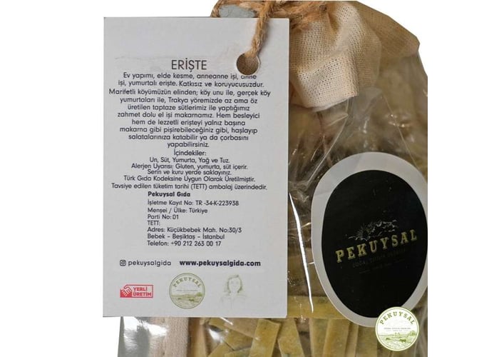 Ispanaklı Erişte (500gr) - Pekuysal Doğal Çiftlik