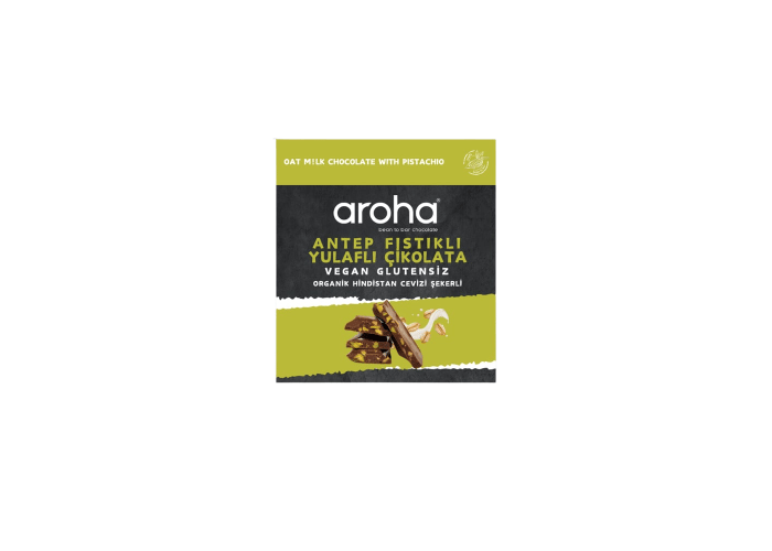 Antep Fıstıklı Yulaf Sütlü Organik Hindistan Cevizi Şekerli Çikolata (42gr) - Aroha
