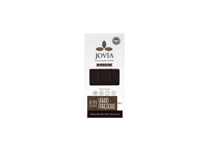 Jovia Organik %100 Bitter Çikolata (Kakao Parçacıklı, 75gr)