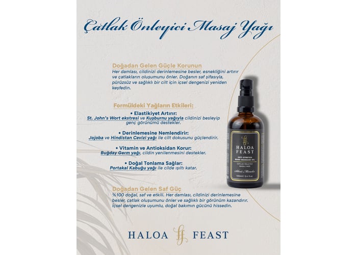 Çatlak Önleyici Vücut Masaj Yağı (100ml) - HALOA FEAST