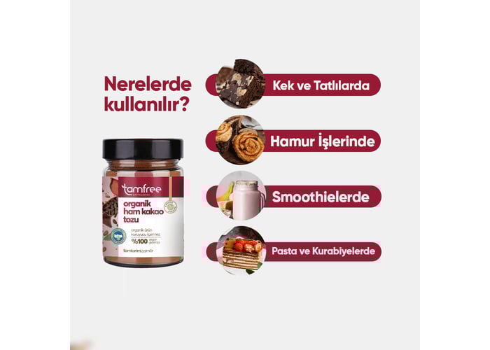 Organik ve Glutensiz Ham Kakao (140gr) - TamFree