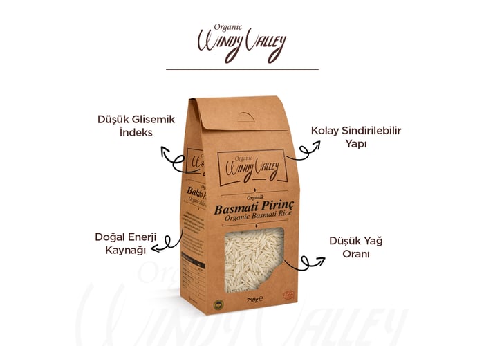 Organik Basmati Pirinç (750gr) - Organic Windy Valley