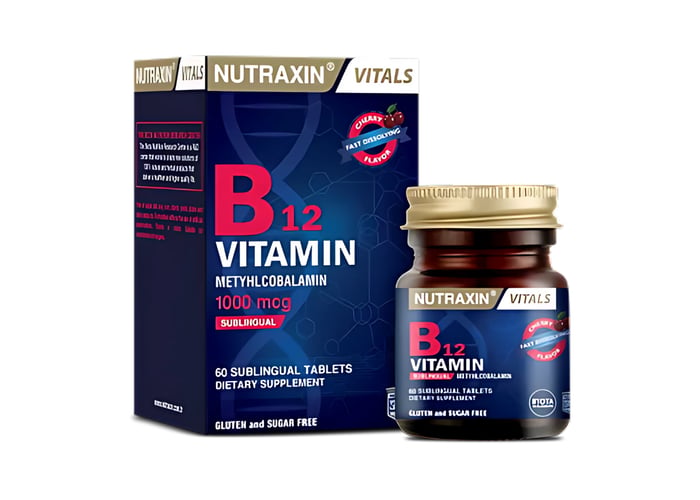 B12 Vitamini (1000mcg, 60 dil altı tableti) - Nutraxin