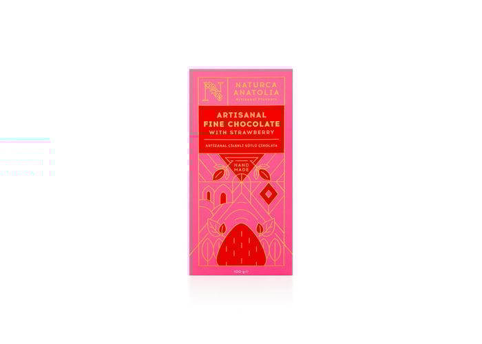 Artizanal Çilekli Sütlü Tablet Çikolata (100gr) - Naturca