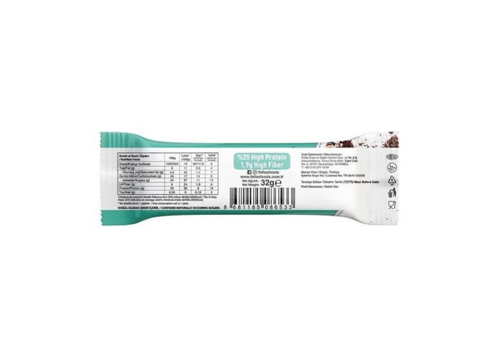 Fındıklı ve Kakaolu Protein Bar (32gr) - Fellas