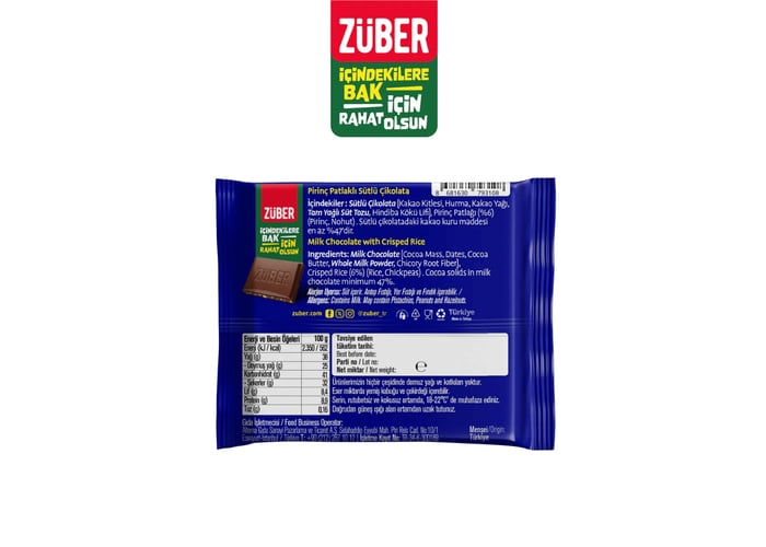 Pirinç Patlaklı Sütlü Çikolata (35gr) - Züber