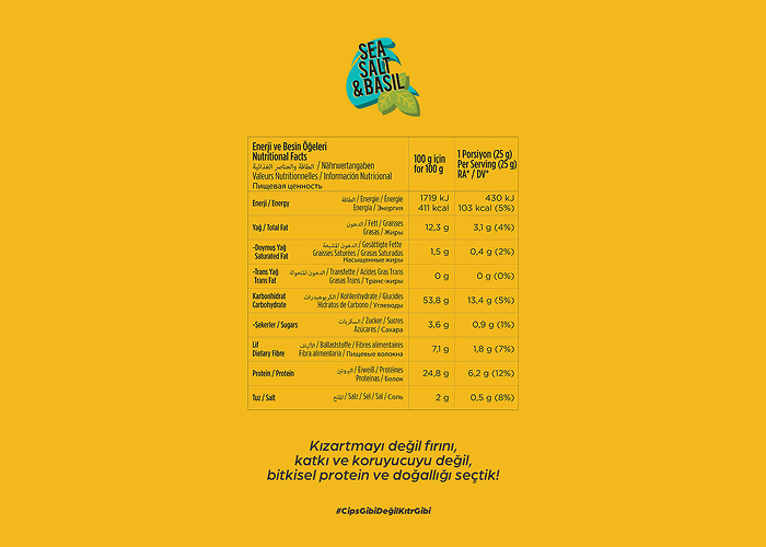 Fesleğenli Yüksek Proteinli Cips Paketi (Yüksek Protein, 8 adet x 50gr) - Kıtr