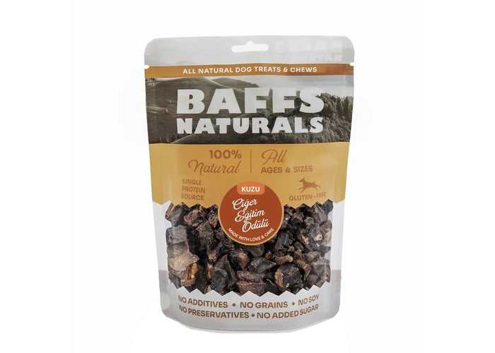 Baffs Naturals Kuzu Ciğer Eğitim Ödülü, Doğal Köpek Ödül Maması (100gr)