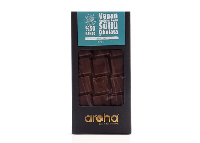 Vegan Hindistan Cevizi Sütlü Çikolata (%50 Kakao, 80gr) - Aroha