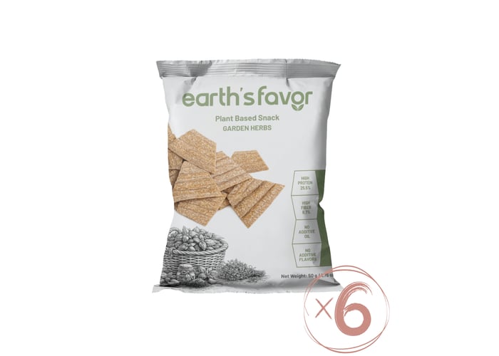Kekik ve Fesleğenli Bitki Bazlı Proteinli Atıştırmalık (50gr x 6 adet) - Earths Favor