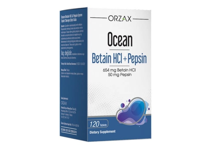 Ocean Betain HCI+ Pepsin Takviye Edici Gıda (120 tablet) - Orzax