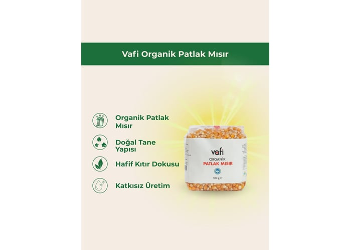 Organik Patlamalık Mısır (500gr) - Memleket Gurmesi