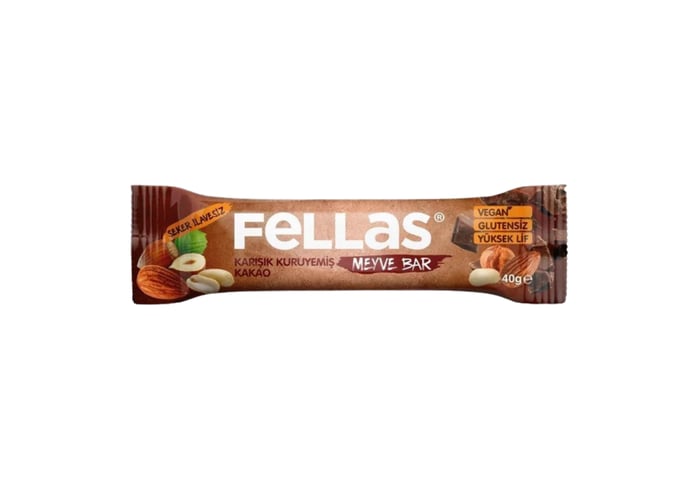 Karışık Kuruyemişli ve Kakaolu Meyve Bar (12 adet x 40gr) - Fellas