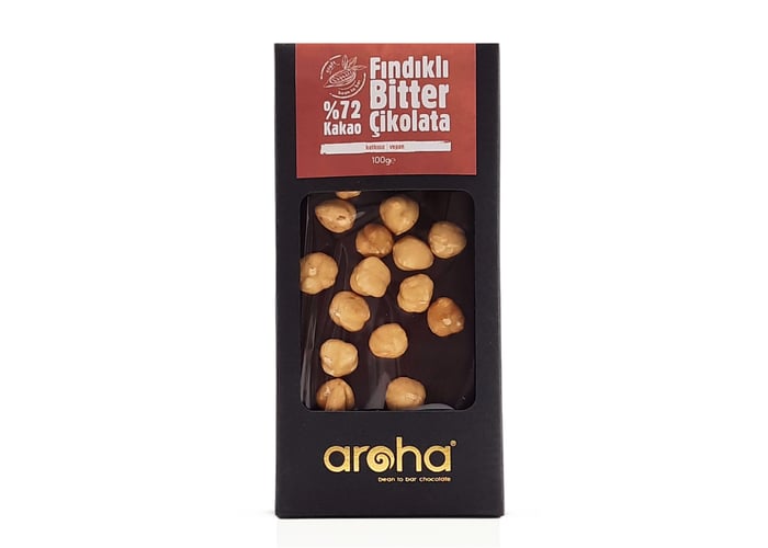 Fındıklı Bitter Çikolata (%72 Kakao, 100gr) - Aroha