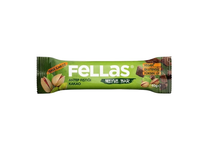 Antep Fıstığı ve Kakaolu Meyve Bar (12 adet x 40gr) - Fellas