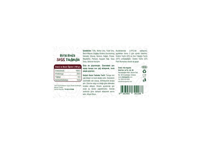 Vegan Sosis (180gr x 2 adet) - Vita Vegantis