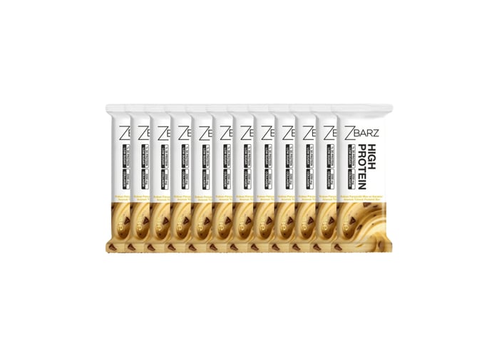 Kakao Parçacıklı Muz ve Karamel Aromalı Yüksek Proteinli Bar (12 adet x 35gr) - Zbarz