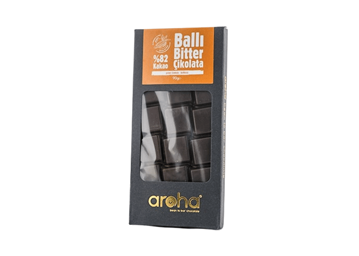 Ballı Bitter Çikolata (80gr, %82 Kakao) - Aroha