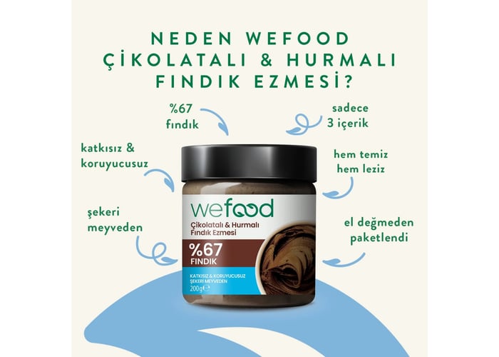 Çikolatalı ve Hurmalı Fındık Ezmesi (200gr) - Wefood