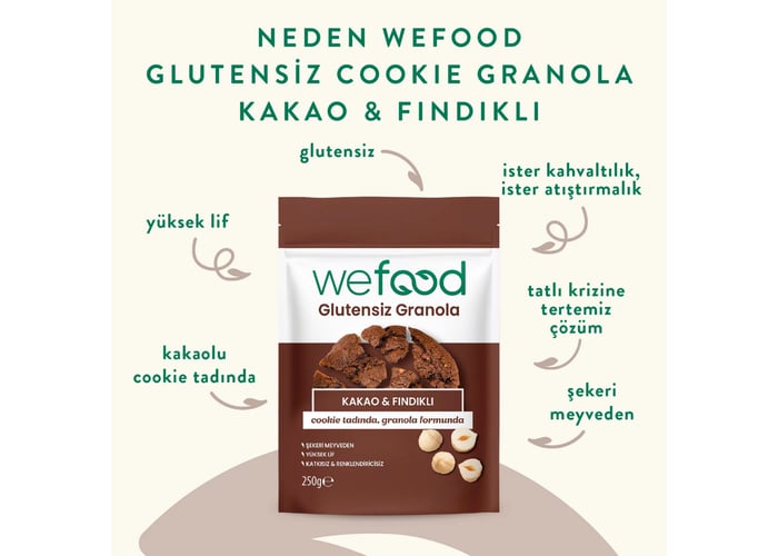 Kakao ve Fındıklı Granola (Glutensiz, 250gr) - Wefood