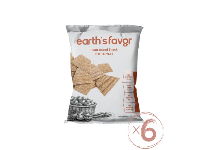 Earth\s Favor Domates ve Kırmızı Biberli Bitki Bazlı Proteinli Atıştırmalık (50gr x 6 adet)