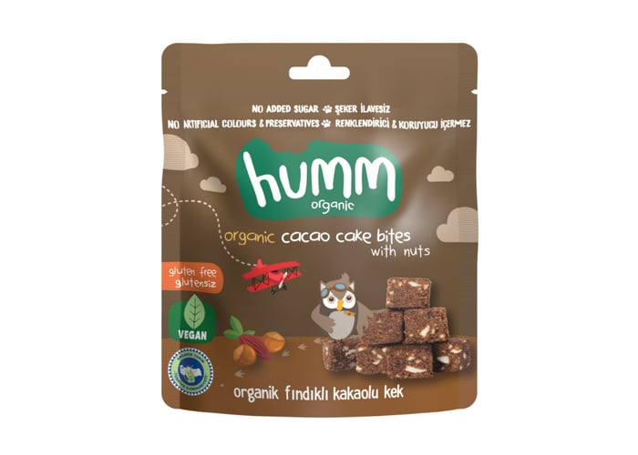 Organik Vegan Kakaolu ve Fındıklı Kek (Glutensiz, 30gr) - Humm