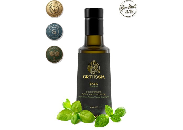 Basil Fesleğen Çeşnili Soğuk Sıkım Natürel Sızma Zeytinyağı (250ml) - Orthosia